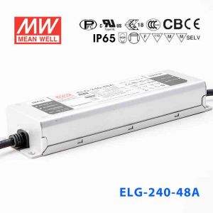 ELG-240-48A 240W 48V 5.0A   A型(电流可调/铝壳IP65/100～305Vac输入)明纬PFC防水LED电源