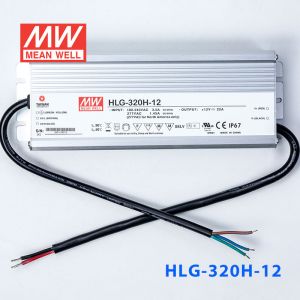 HLG-320H-12  320W  12V 22A 强耐环境恒压+恒流PFC高效铝壳IP67防水LED电源(引线接线) 