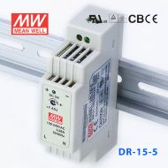 DR-15-5 12W 5V2.4A 单路输出Class II DIN导轨安装明纬开关电源