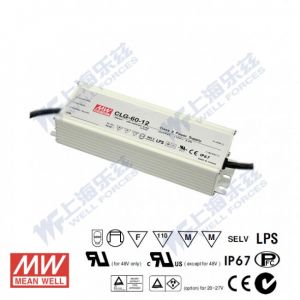 CLG-60-20   60W   20V   3A 恒压+可改恒流有PFC铝壳明纬IP67防水LED电源