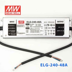 ELG-240-48A 240W 48V 5.0A   A型(电流可调/铝壳IP65/100～305Vac输入)明纬PFC防水LED电源