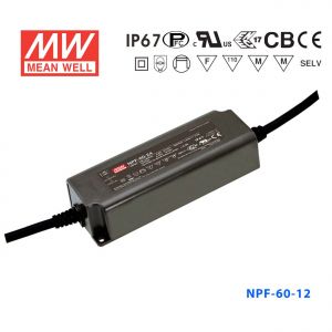 NPF-60-12  60W  12V 5A 输出IP67防水型带PFC功能明纬电源