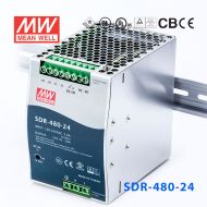 SDR-480-24 480W 24V20A 高效率高功率因素单路输出DIN导轨安装明纬开关电源