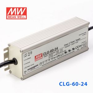 CLG-60-24    60W    24V   2.5A 恒压+可改恒流有PFC铝壳明纬IP67防水LED电源