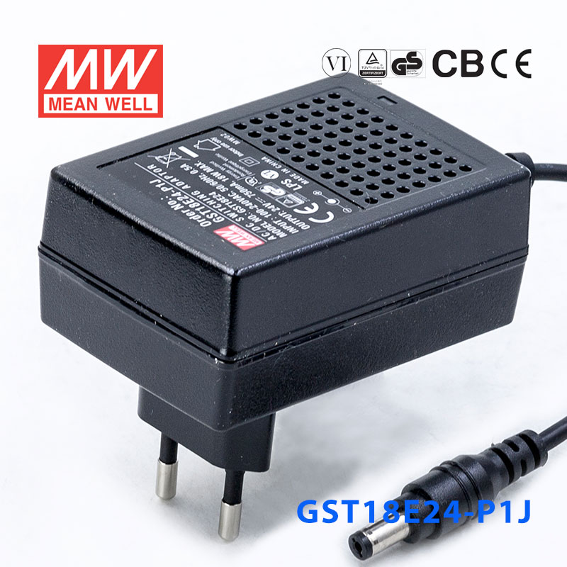 GST18E24-P1J 18W 24V0.75A高效能低空载损耗绿色节能欧规适配器