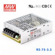 RS-75-3.3 75W 3.3V15A 单路输出明纬开关电源(G3系列-高性能内置有外壳) 