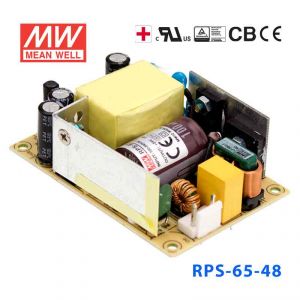 RPS-65-48    65W 48V 1.36A 单路输出微漏电低空载损耗医用无外壳明纬开关电源