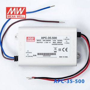 APC-35-500 35W 25-70V     500mA 明纬牌恒流输出防水塑壳LED照明电源  