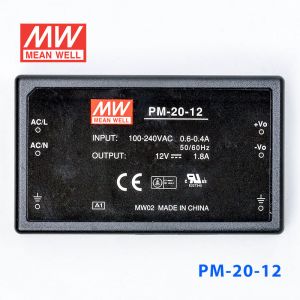PM-20-12  20W  12V 1.8A  微漏电塑封单路输出板上型医用明纬开关电源