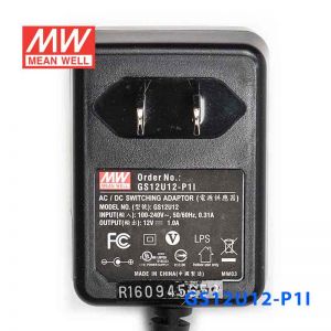 GS12U12-P1I 12W 12V1A 输出绿色能源明纬墙插电源适配器(美式插头)