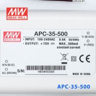 APC-35-500 35W 25-70V     500mA 明纬牌恒流输出防水塑壳LED照明电源  