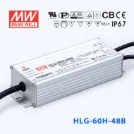 HLG-60H-48B  60W  48V 1.3A 强耐环境恒压+恒流PFC高效铝壳IP67防水LED电源(控制线三合一调光) 