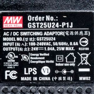 GST25U24-P1J 25W 24V1.04A高效能低空载损耗绿色节能美规适配器