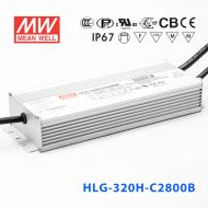 HLG-320H-C2800B 320W 宽范围输入 57~114V 2800mA  强耐环境高压恒流输出PFC高效铝壳IP67防水LED电源