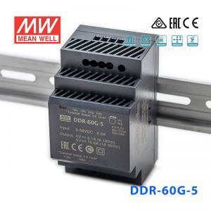 DDR-60G-5台湾明纬54W 9~36V输入 5V10.8A输出导轨型DC-DC电源