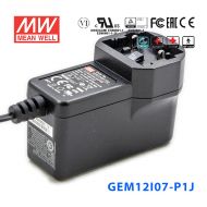 GEM12I07-P1J 12W 7.5V 1.6A输出明纬环保可换插头医疗电源适配器
