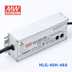 HLG-40H-48A  40W  48V 0.84A  强耐环境恒压+恒流PFC高效铝壳IP65防水LED电源(恒压恒流值可面板设定) 