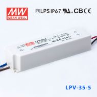 LPV-35-5   35W   5V   6A明纬牌恒压输出IP67防水塑壳LED照明电源