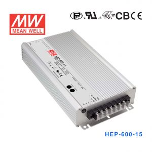 HEP-600-15   540W   15V  36A   高效率无风扇密封全灌胶恶劣环境适用明纬开关电源