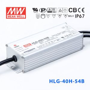 HLG-40H-54B  40W  54V 0.75A 强耐环境恒压+恒流PFC高效铝壳IP67防水LED电源(控制线三合一调光) 