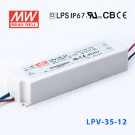 LPV-35-12   35W   12V   3A明纬牌恒压输出IP67防水塑壳LED照明电源