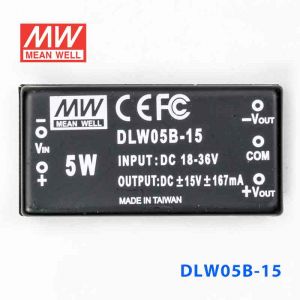 DLW05B-15  5W  18~36V  输入  ±15V  稳压双路输出明纬DC-DC转换模块电源