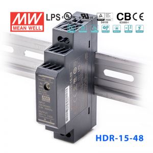 HDR-15-48 15W 48V 0.32A  单路输出明纬超薄型导轨安装电源
