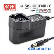 GEM12I18-P1J 12W 18V 0.66A输出明纬环保可换插头医疗电源适配器