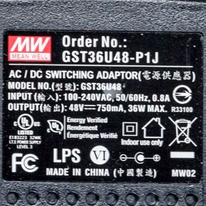 GST36U48-P1J 36W 48V0.75A高效能低空载损耗绿色节能美规适配器