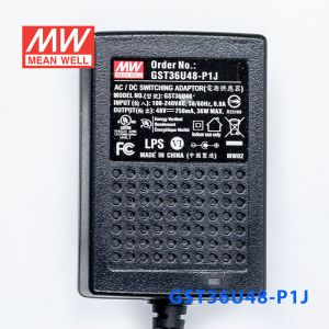 GST36U48-P1J 36W 48V0.75A高效能低空载损耗绿色节能美规适配器