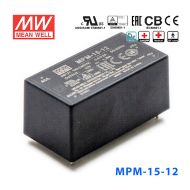 MPM-15-5台湾明纬15W 80~264V输入 5V3A输出绿色医疗基板型电源