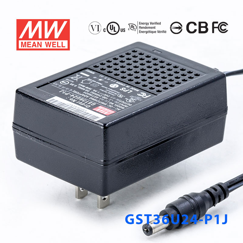 GST36U24-P1J 36W 24V1.5A高效能低空载损耗绿色节能美规适配器
