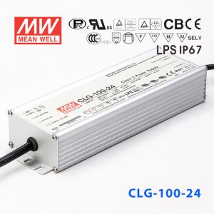 CLG-100-24   100W   24V   4A 恒压+可改恒流有PFC铝壳明纬IP67防水LED电源