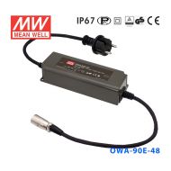 OWA-90E-48-P1M  90W 48V 1.88A   明纬塑壳防潮外置型LED电源适配器(欧规插头-P1M输出接口)