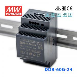 DDR-60G-24台湾明纬60W 9~36V输入 24V2.5A输出导轨型DC-DC电源