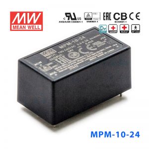 MPM-10-24台湾明纬10W 80~264V输入 24V0.42A输出医疗基板型电源
