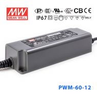 PWM-60-12DA 60W 12V 5A PWM信号输出IP67防水型带PFC功能明纬电源