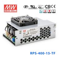 RPS-400-15-TF 400W 15V 26.7  单路输出PFC微漏电流低空载损耗顶置风扇机壳型医用明纬开关电源