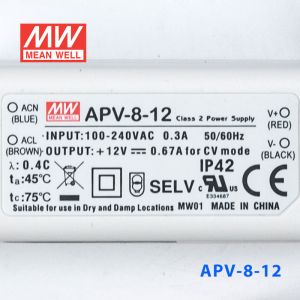 APV-8-12   8W    12V   0.67A 明纬牌恒压输出防水塑壳LED照明电源 