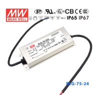 ELG-75-24A 75W 24V 3.15A  A型(电流可调/铝壳IP65防水/180～305Vac输入)明纬PFC防水LED电源