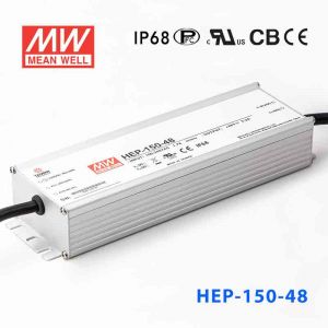 HEP-150-48 150W 48V 3.2A无风扇全密封IP68防护高效率明纬电源