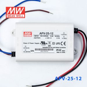 APV-25-12    25W    12V   2.1A明纬牌恒压输出防水塑壳LED照明电源