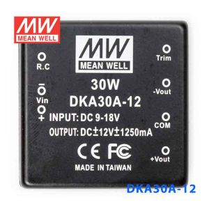 DKA30A-12  30W  9~18V  输入  ±12V  双路输出明纬DC-DC转换模块电源