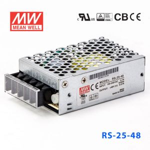 RS-25-48 25W 48V0.57A 单路输出明纬电源(G3系列-高性能内置有外壳) 